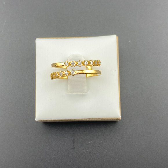 Double Band Zirconia Setting 18k Gold Plated Ring - Picture 1 of 7
